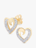 Mogul 9ct yellow gold diamond heart pendant and earring set 2.70g, imported from the UK