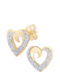 Mogul 9ct yellow gold diamond heart pendant and earring set 2.70g, imported from the UK