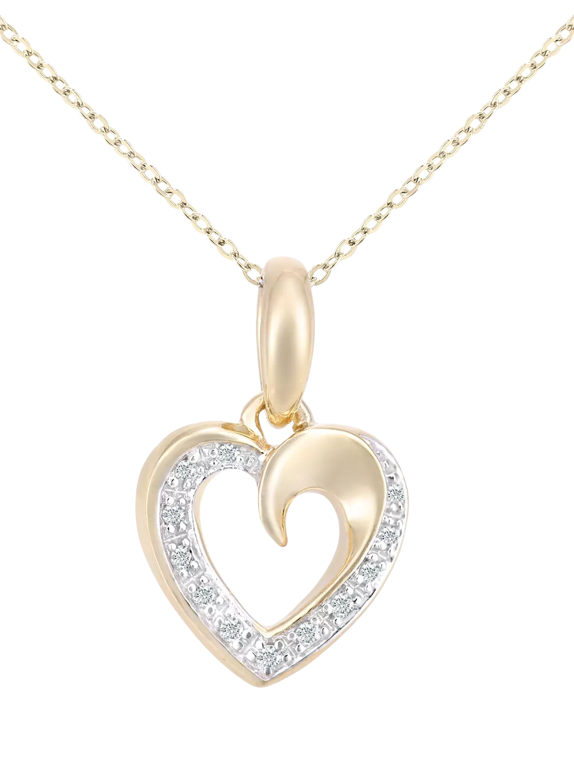 Mogul 9ct yellow gold diamond heart pendant and earring set 2.70g, imported from the UK