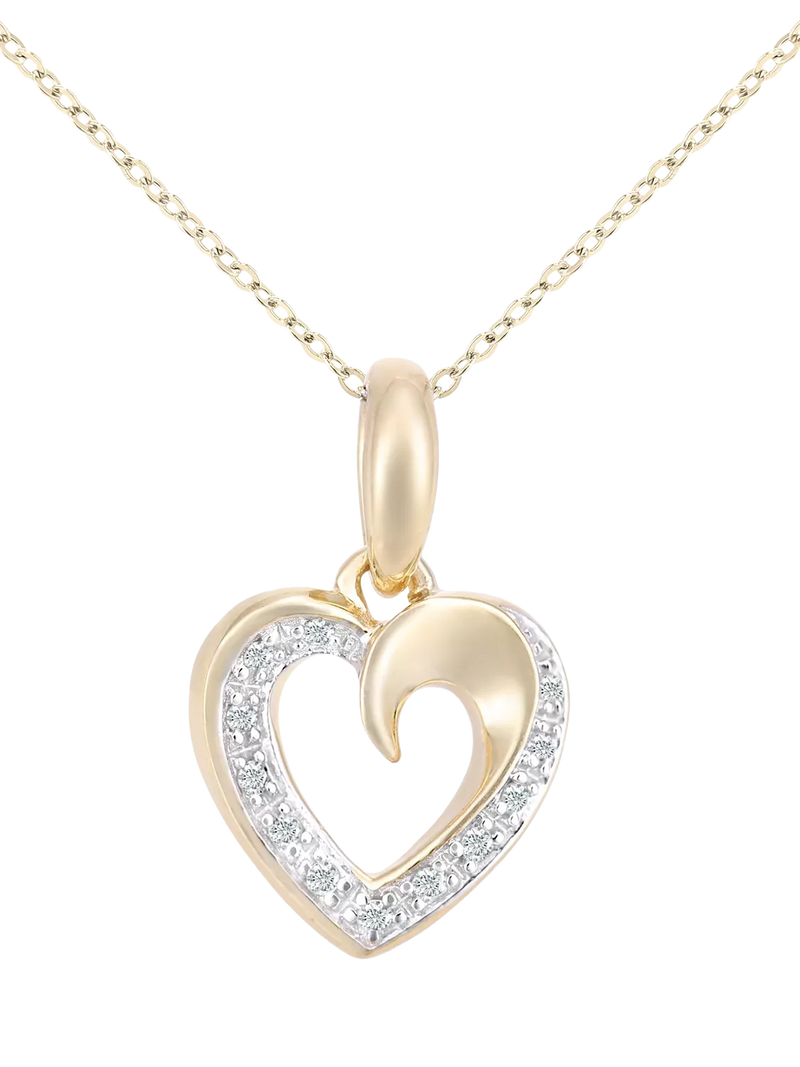 Mogul 9ct yellow gold diamond heart pendant and earring set 2.70g, imported from the UK