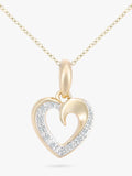 Mogul 9ct yellow gold diamond heart pendant and earring set 2.70g, imported from the UK