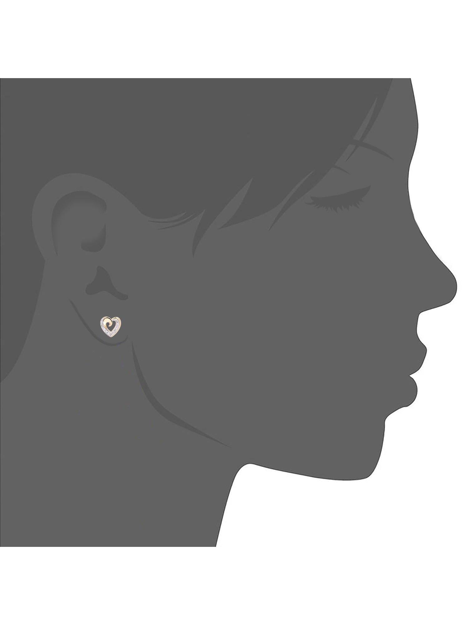 Mogul 9ct yellow gold diamond heart pendant and earring set 2.70g, imported from the UK