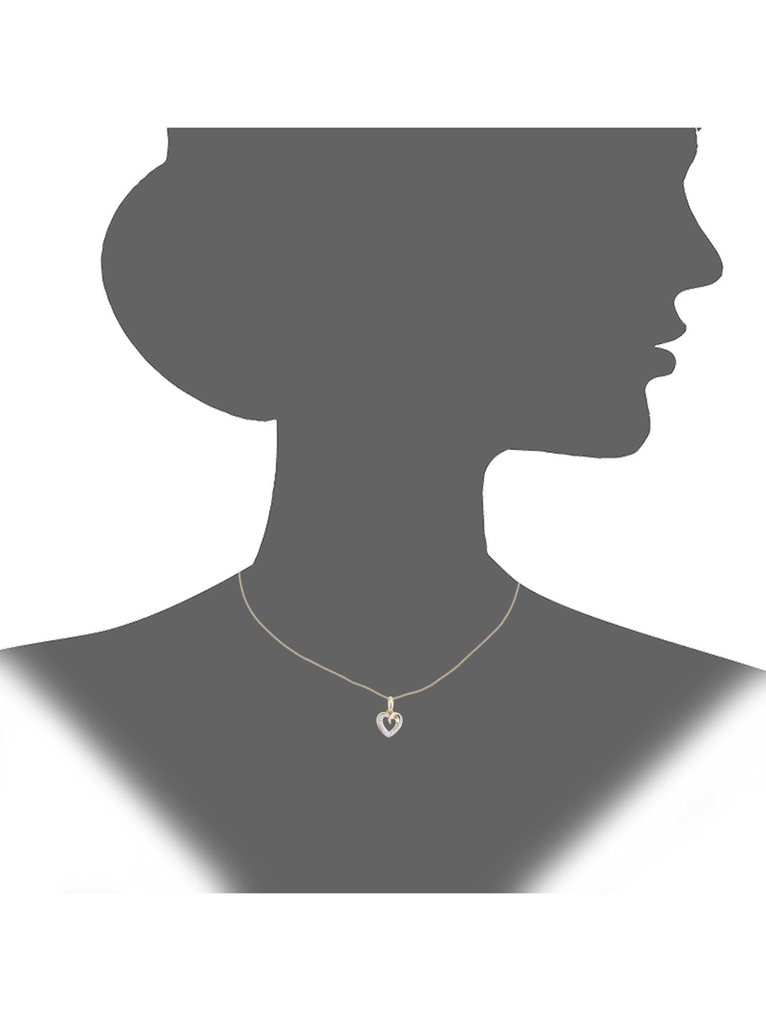 Mogul 9ct yellow gold diamond heart pendant and earring set 2.70g, imported from the UK