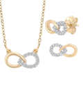 Mogul 9ct yellow gold diamond infinity pendant and earring set - British product
