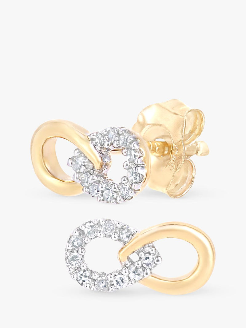 Mogul 9ct yellow gold diamond infinity pendant and earring set - British product