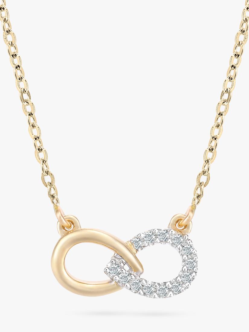 Mogul 9ct yellow gold diamond infinity pendant and earring set - British product