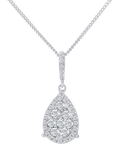 Mogul 18ct white gold diamond cluster pendant necklace - British product