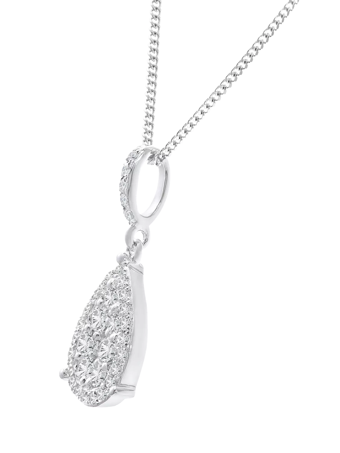 Mogul 18ct white gold diamond cluster pendant necklace - British product
