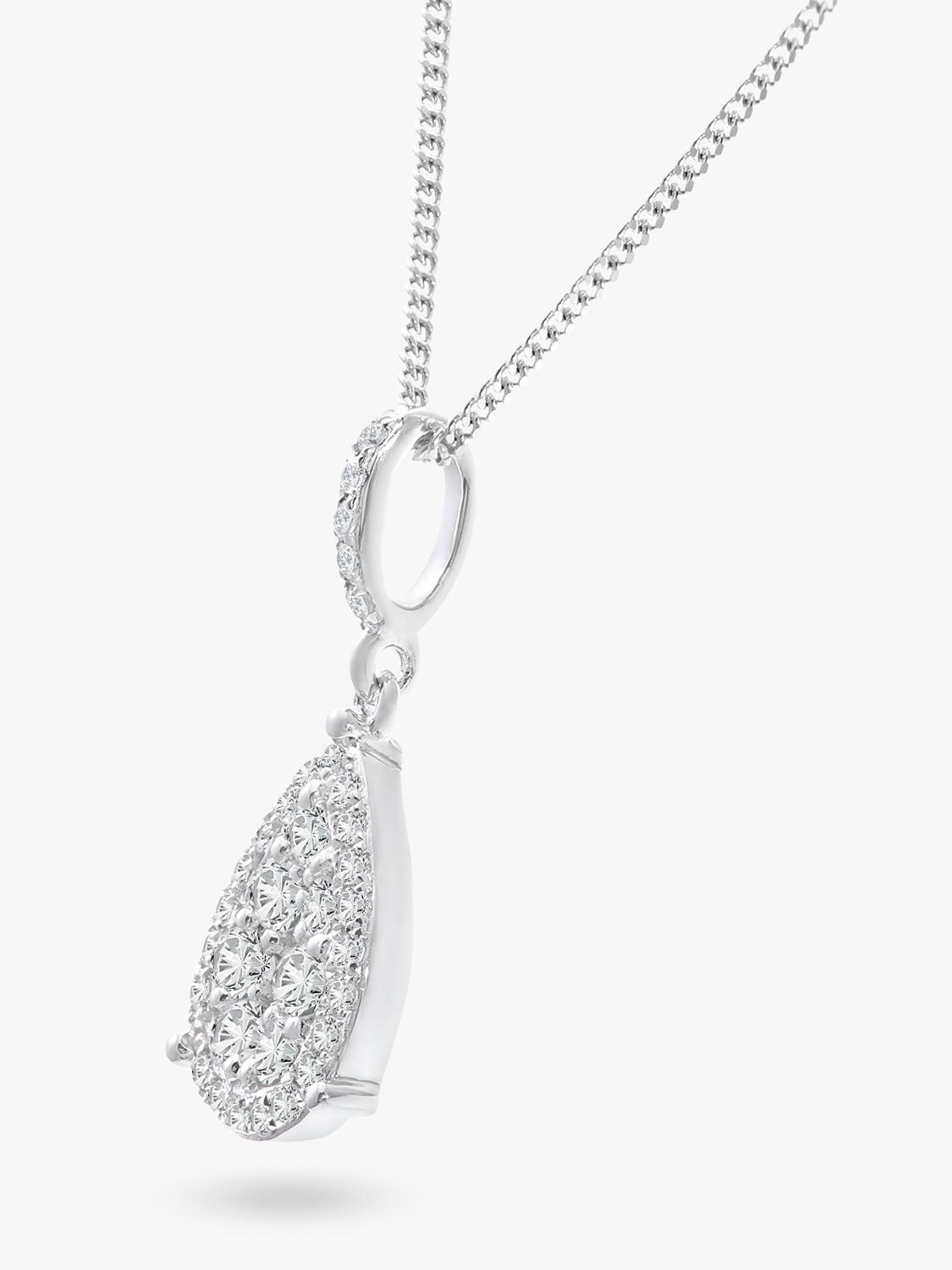 Mogul 18ct white gold diamond cluster pendant necklace - British product
