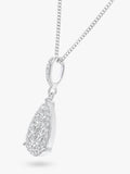 Mogul 18ct white gold diamond cluster pendant necklace - British product