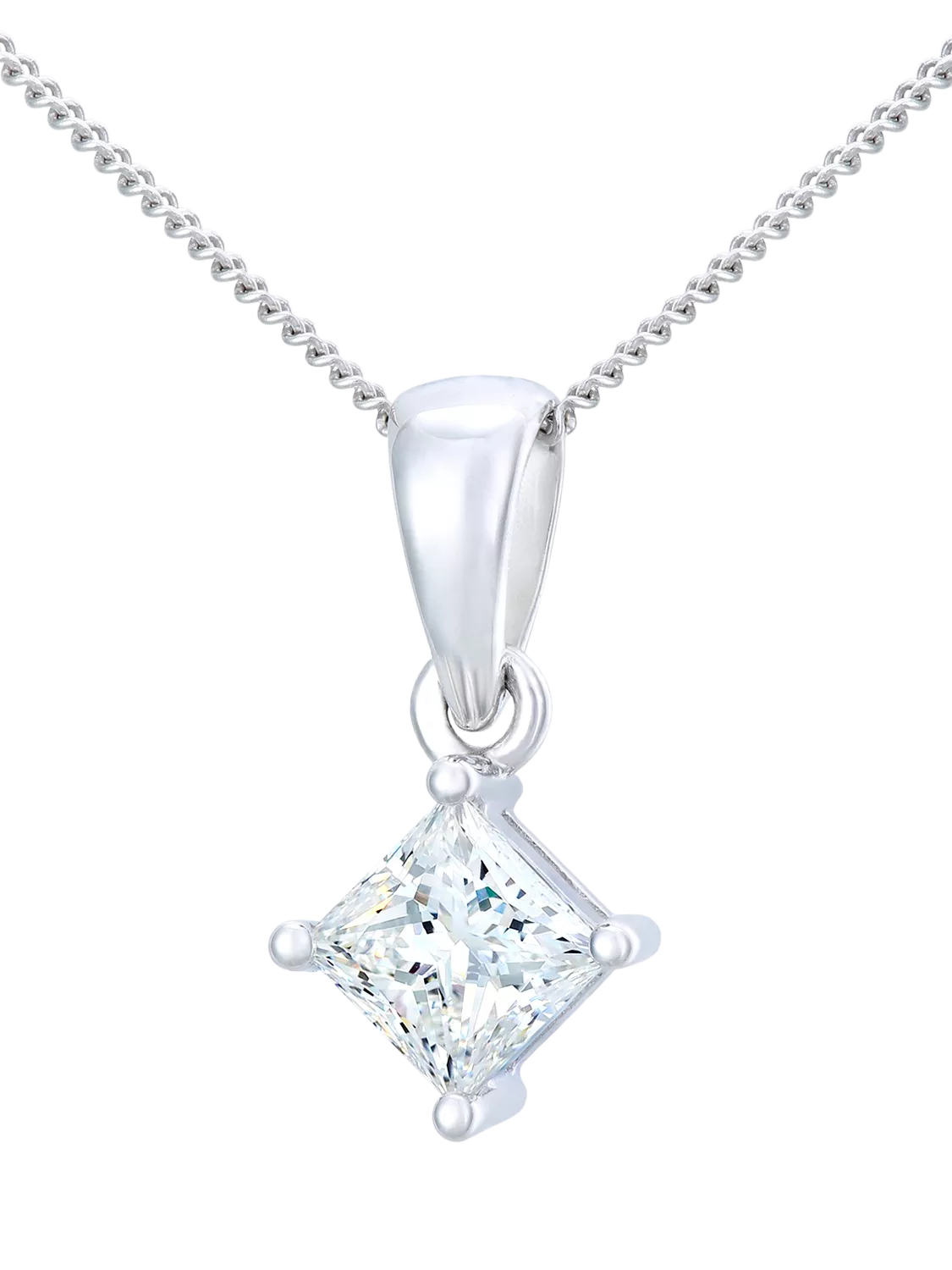 Mogul 18ct white gold princess cut diamond pendant 0.75ct - British product