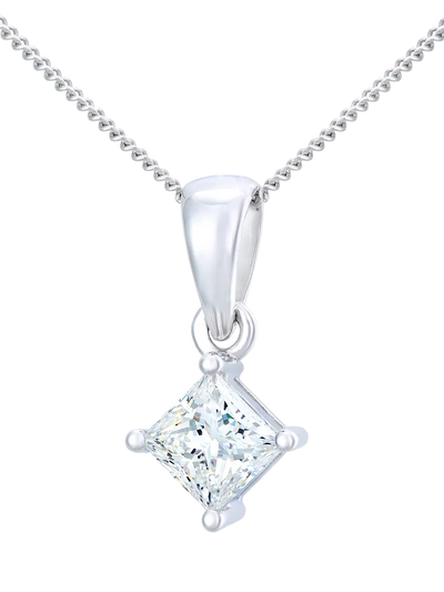John Lewis Mogul 18ct White Gold Princess Cut Diamond Solitaire Pendant Necklace 0.75ct- Buy online at McGrocer
