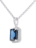 Mogul octagon sapphire diamond pendant 18ct white gold, imported from the UK