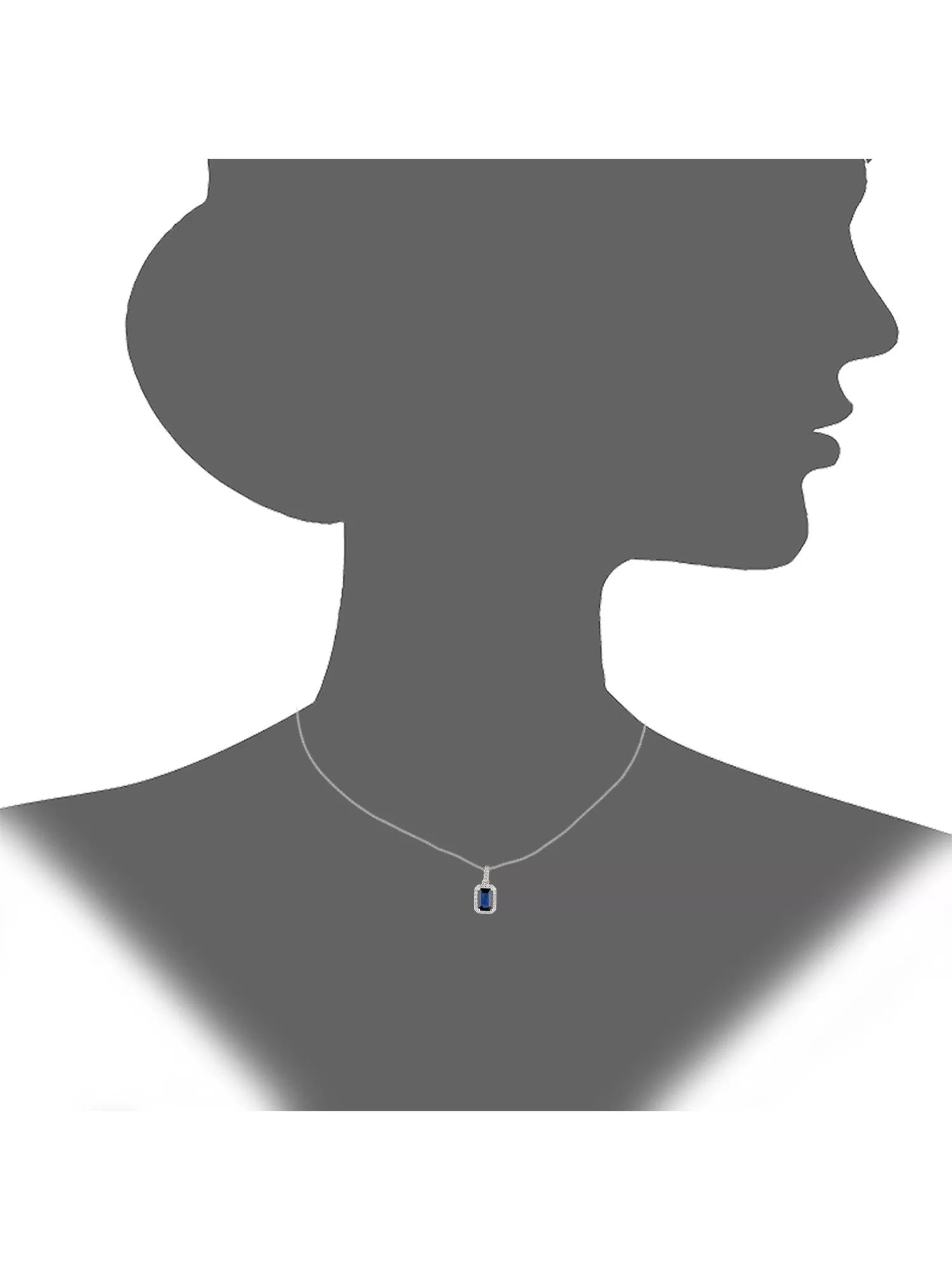 Mogul octagon sapphire diamond pendant 18ct white gold, imported from the UK