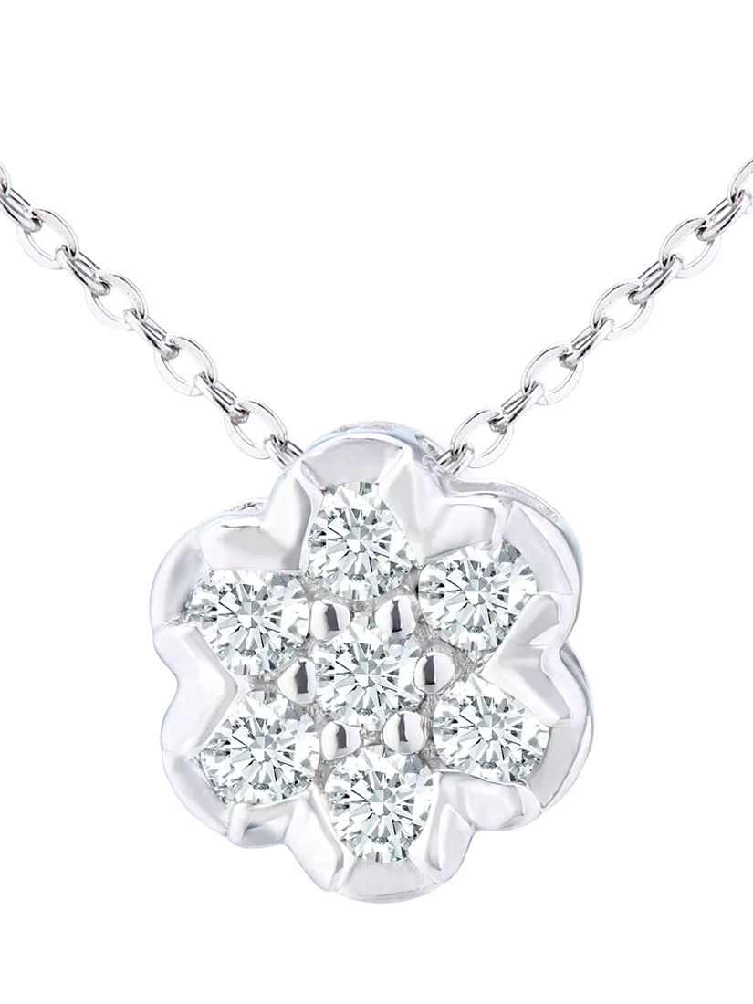 Mogul 9ct yellow gold diamond cluster flower pendant necklace - British product