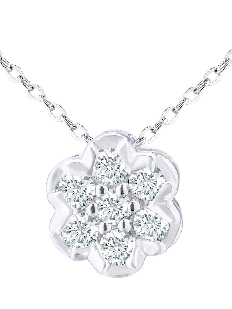 Mogul 9ct yellow gold diamond cluster flower pendant necklace - British product