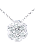 Mogul 9ct yellow gold diamond cluster flower pendant necklace - British product