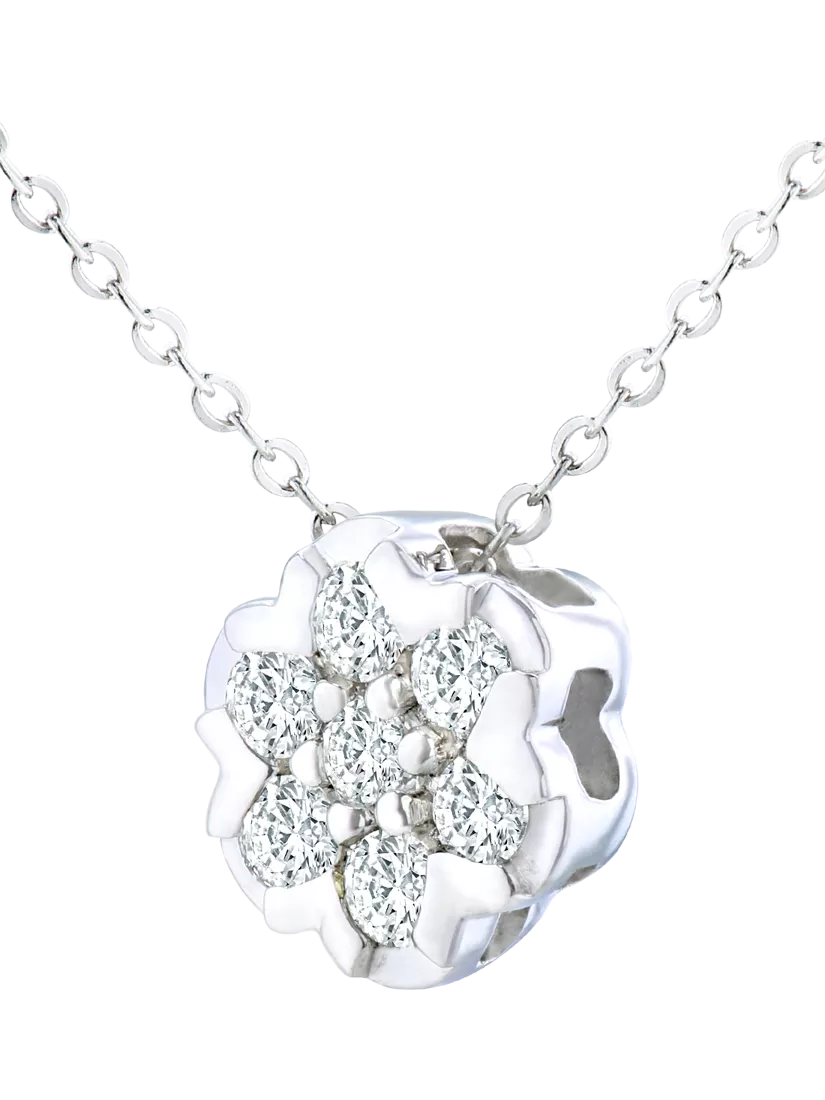 Mogul 9ct yellow gold diamond cluster flower pendant necklace - British product