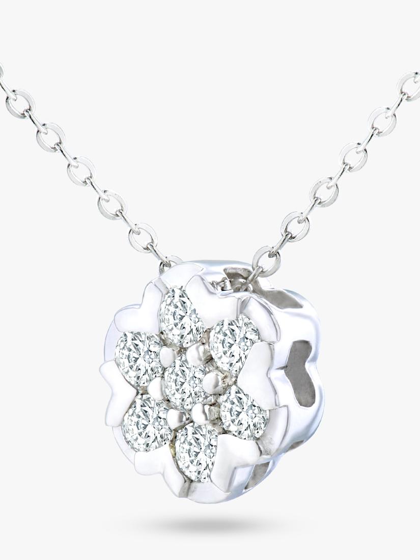 Mogul 9ct yellow gold diamond cluster flower pendant necklace - British product