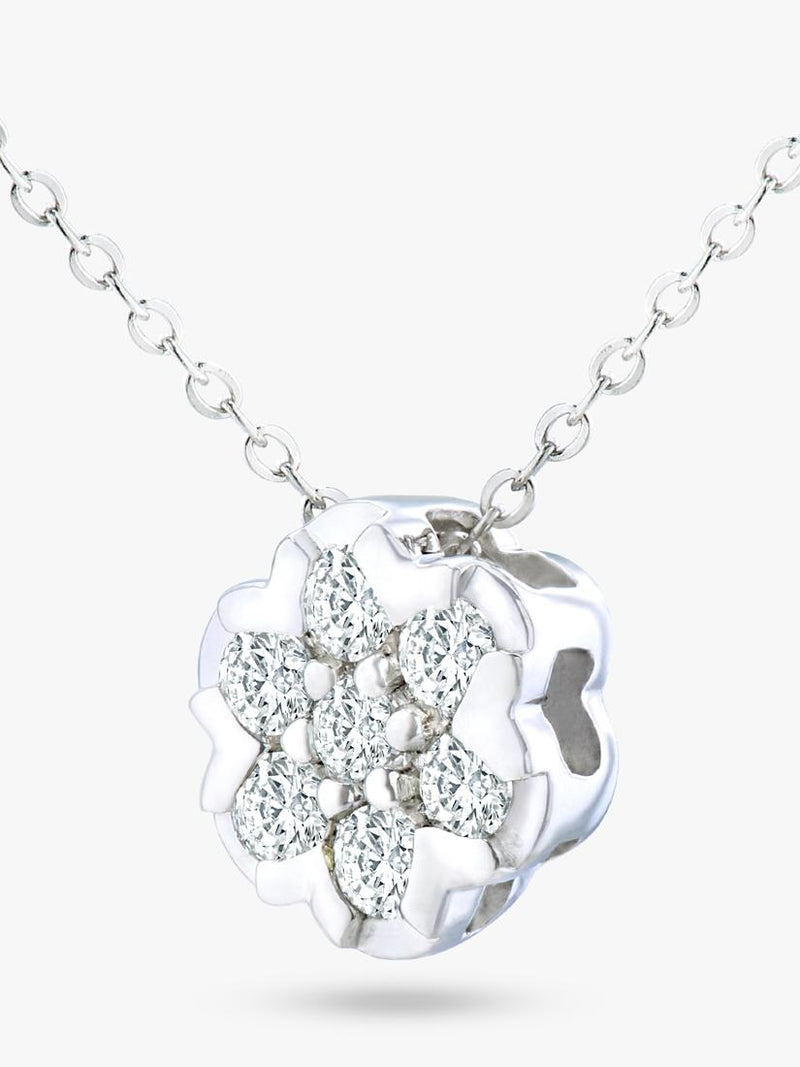 Mogul 9ct yellow gold diamond cluster flower pendant necklace - British product