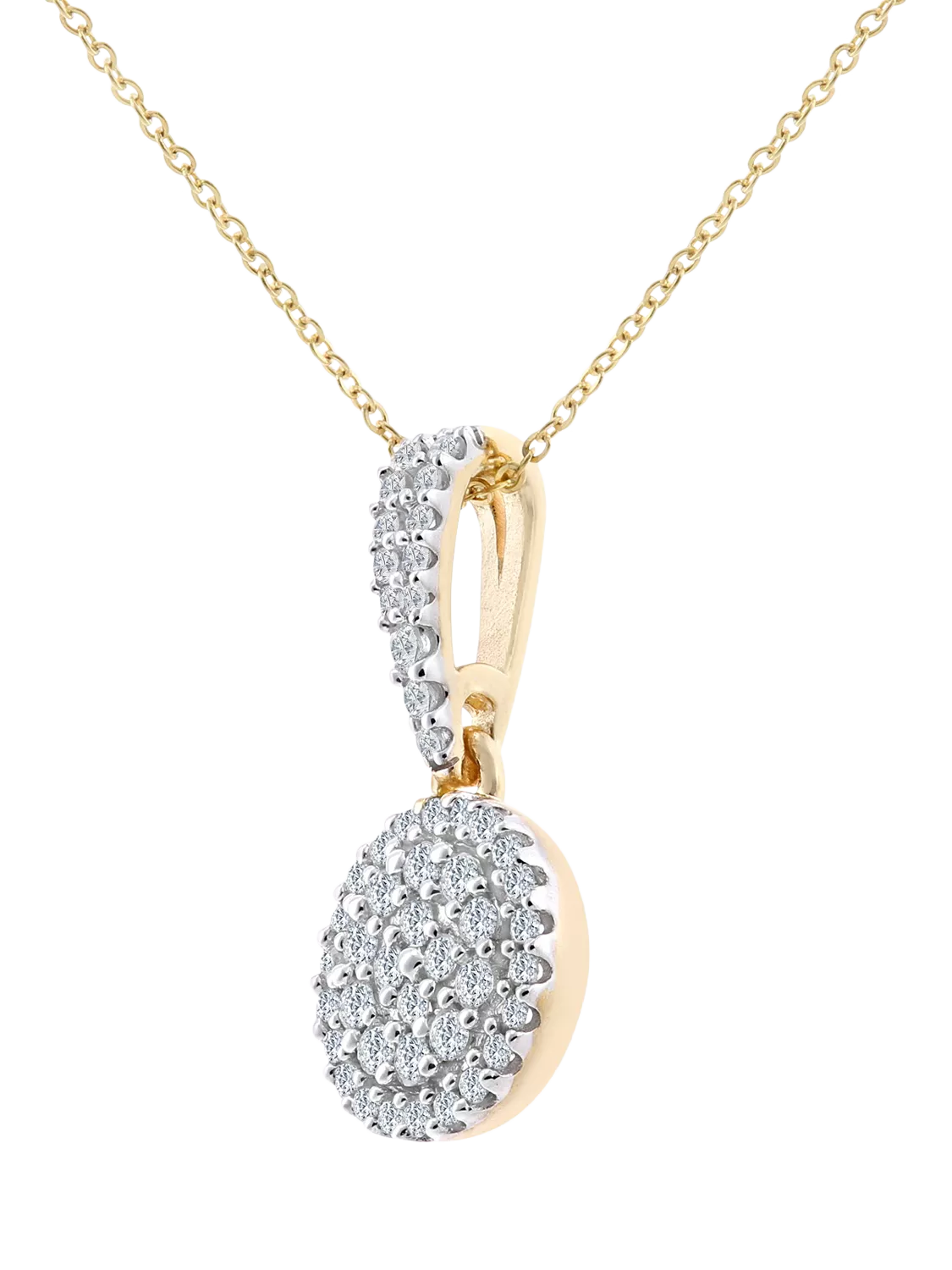 Mogul yellow gold diamond halo pendant, imported from the UK