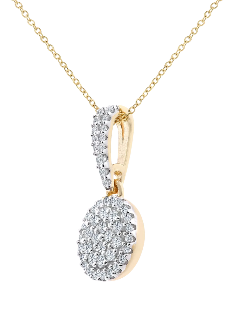 Mogul yellow gold diamond halo pendant, imported from the UK