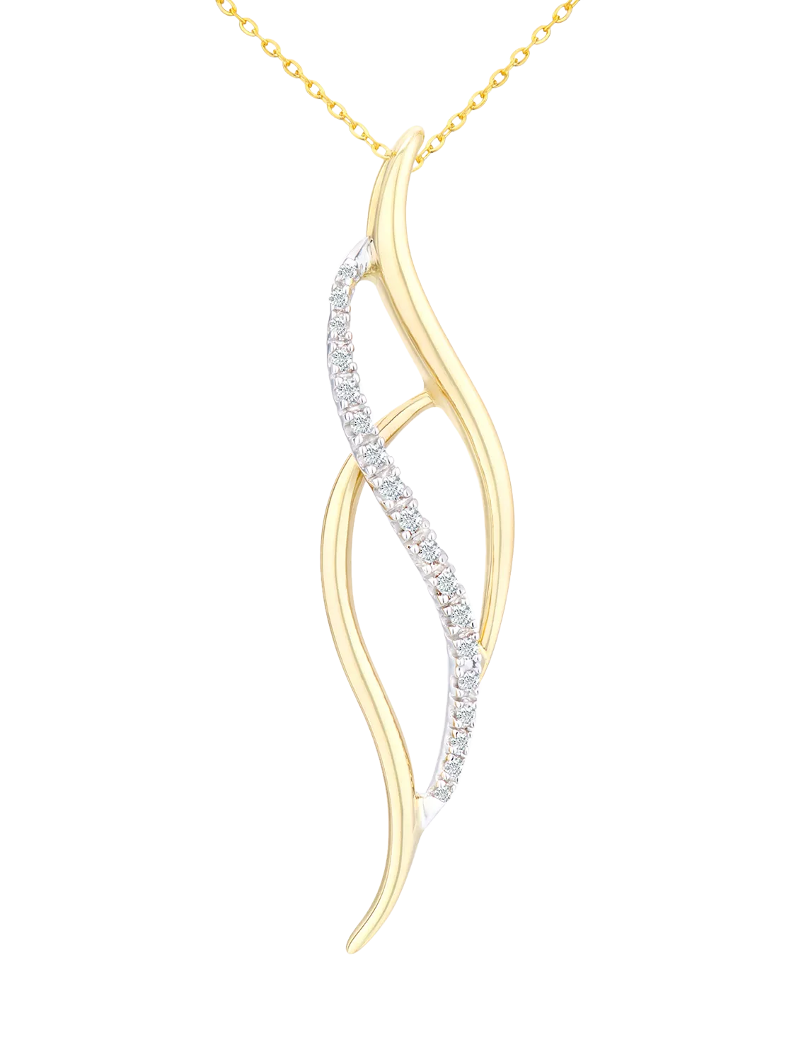 Mogul yellow white gold twist diamond pendant, UK version
