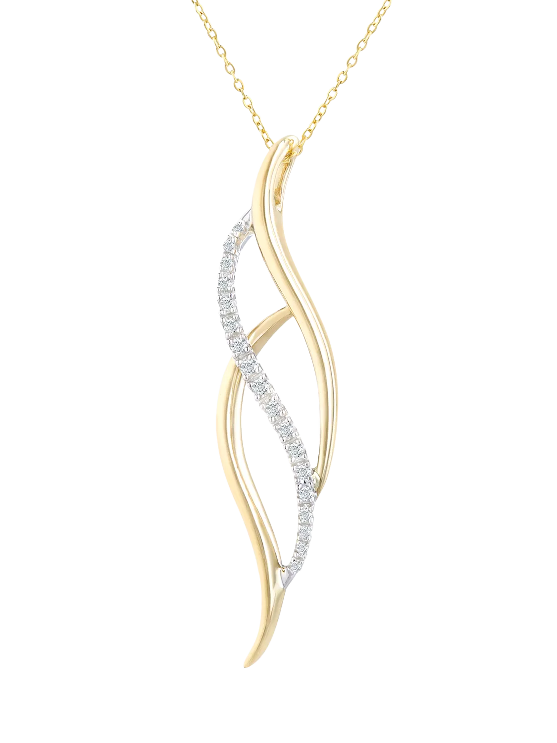 Mogul yellow white gold twist diamond pendant, UK version