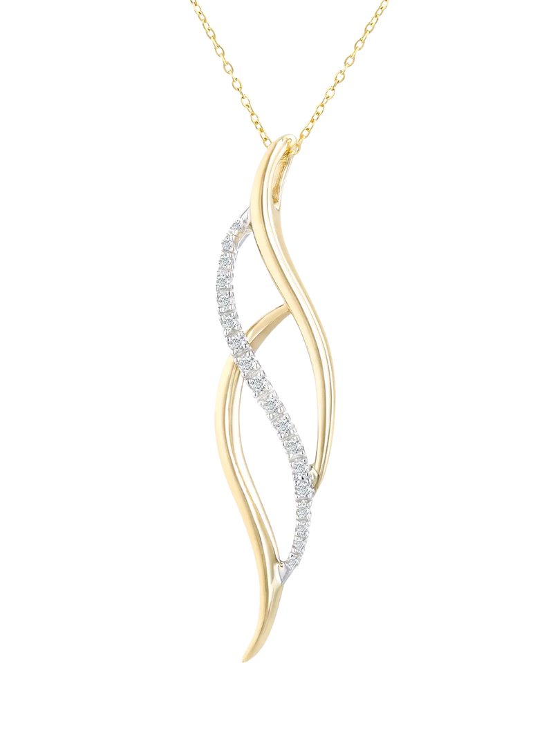 Mogul yellow white gold twist diamond pendant, UK version