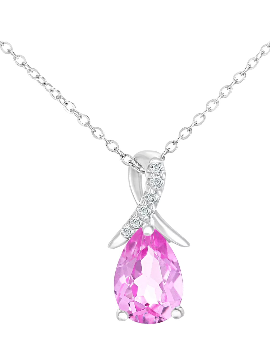 Mogul 9ct white gold pear sapphire diamond pendant - British product