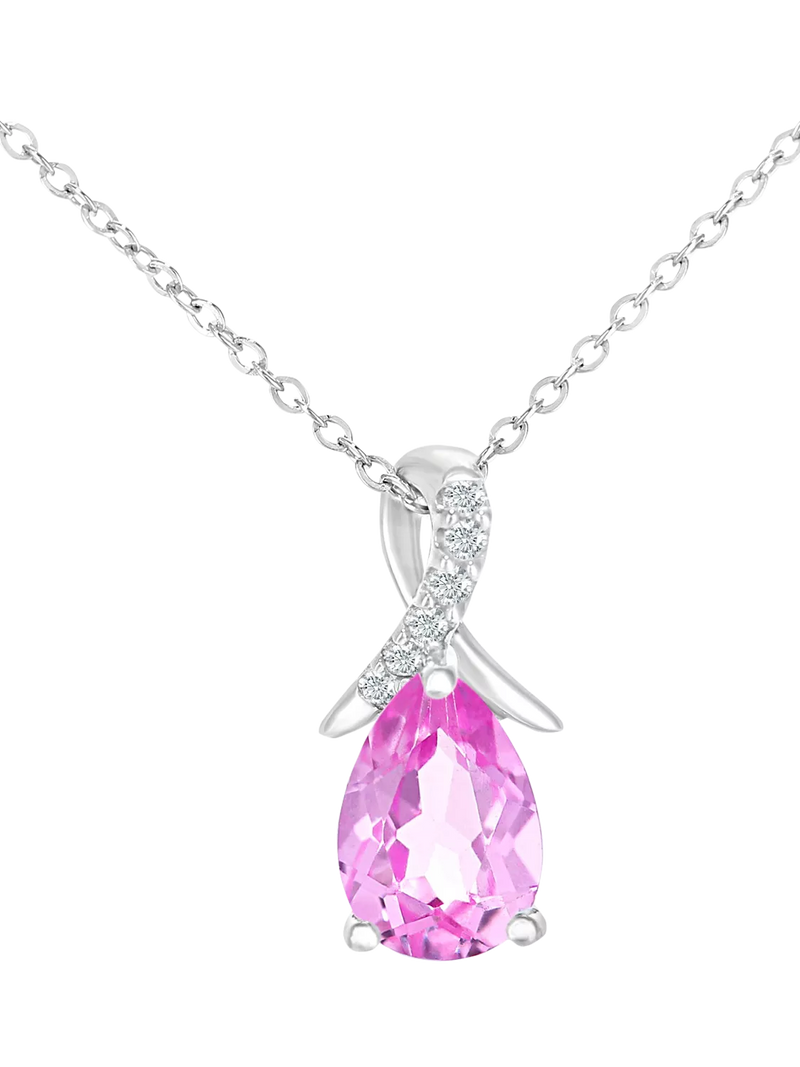 Mogul 9ct white gold pear sapphire diamond pendant - British product