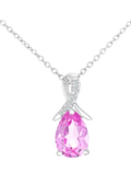 Mogul 9ct white gold pear sapphire diamond pendant - British product