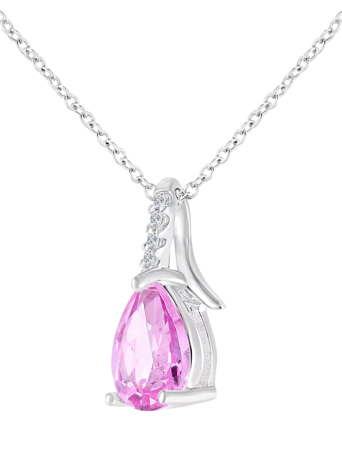 Mogul 9ct white gold pear sapphire diamond pendant - British product