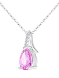 Mogul 9ct white gold pear sapphire diamond pendant - British product