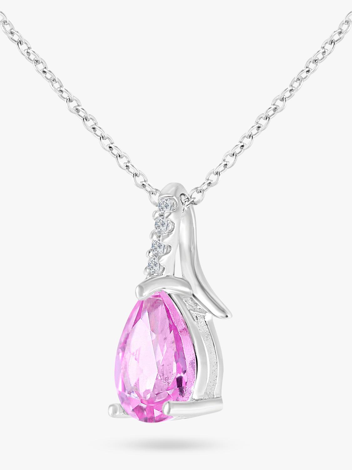 Mogul 9ct white gold pear sapphire diamond pendant - British product