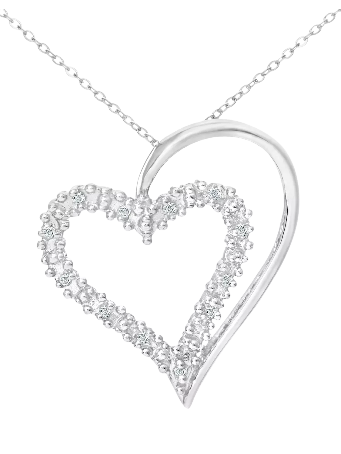 Mogul white gold open heart diamond pendant 9ct, imported from the UK