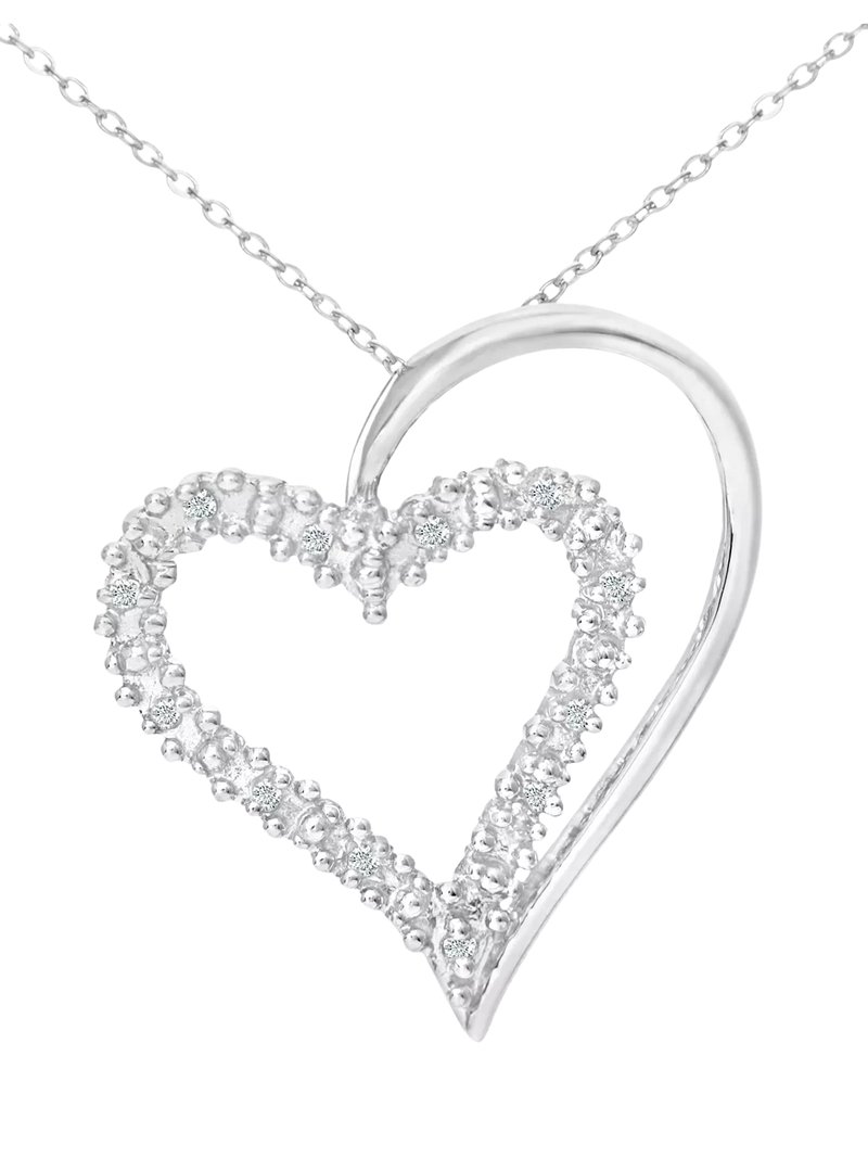 Mogul white gold open heart diamond pendant 9ct, imported from the UK
