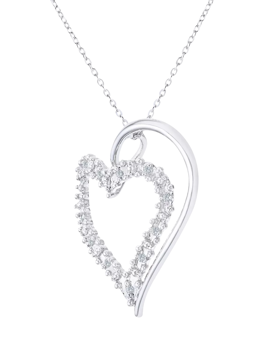 Mogul white gold open heart diamond pendant 9ct, imported from the UK
