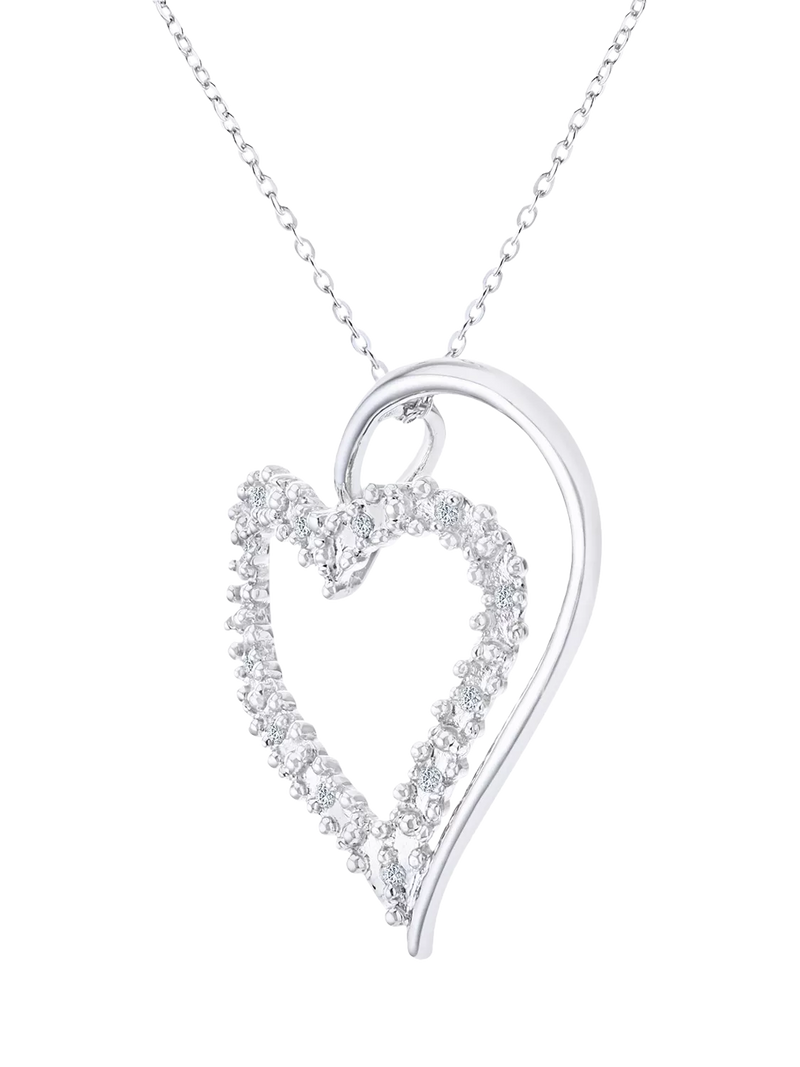 Mogul white gold open heart diamond pendant 9ct, imported from the UK