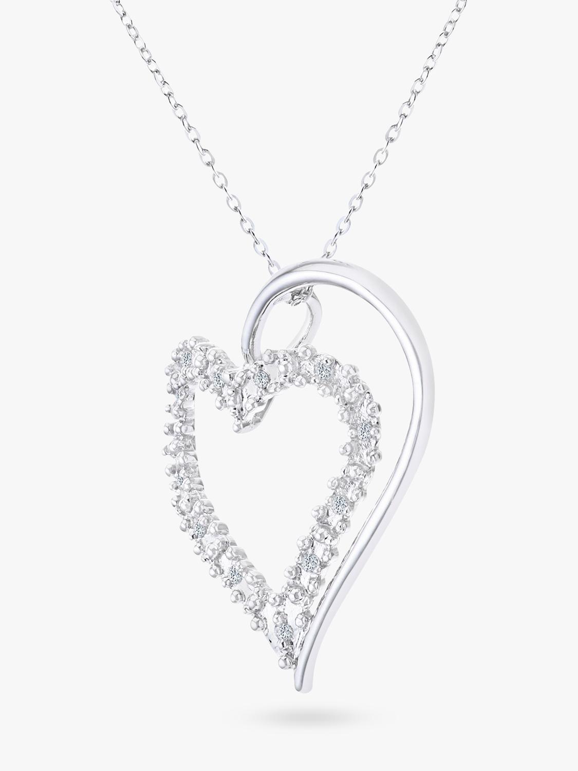 Mogul white gold open heart diamond pendant 9ct, imported from the UK