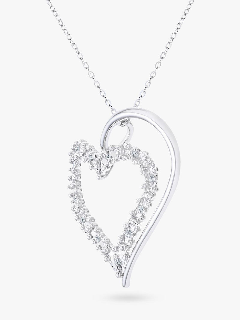 Mogul white gold open heart diamond pendant 9ct, imported from the UK