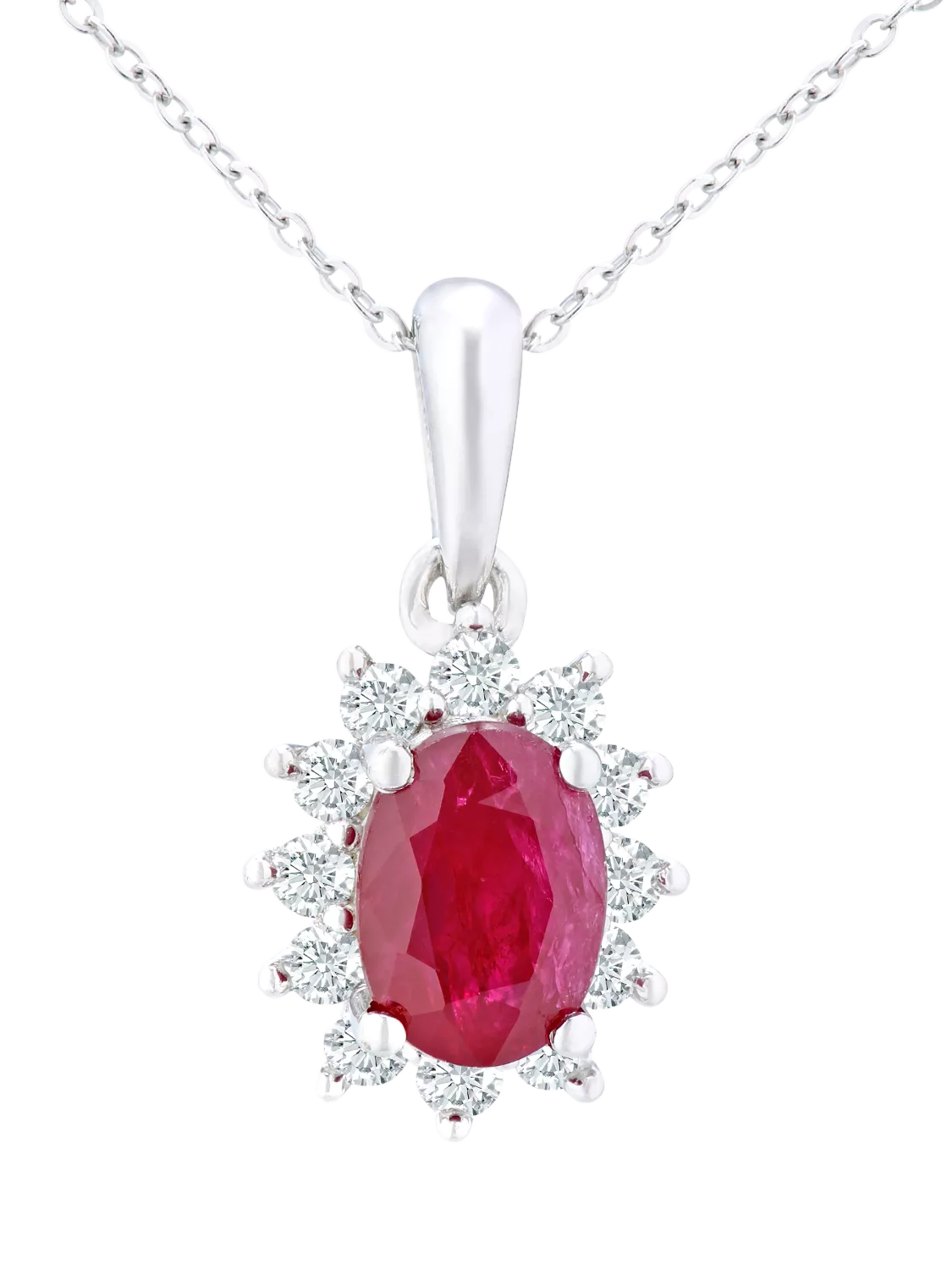 Mogul 9ct white gold ruby diamond pendant - British product
