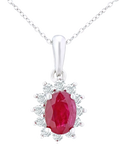Mogul 9ct white gold ruby diamond pendant - British product
