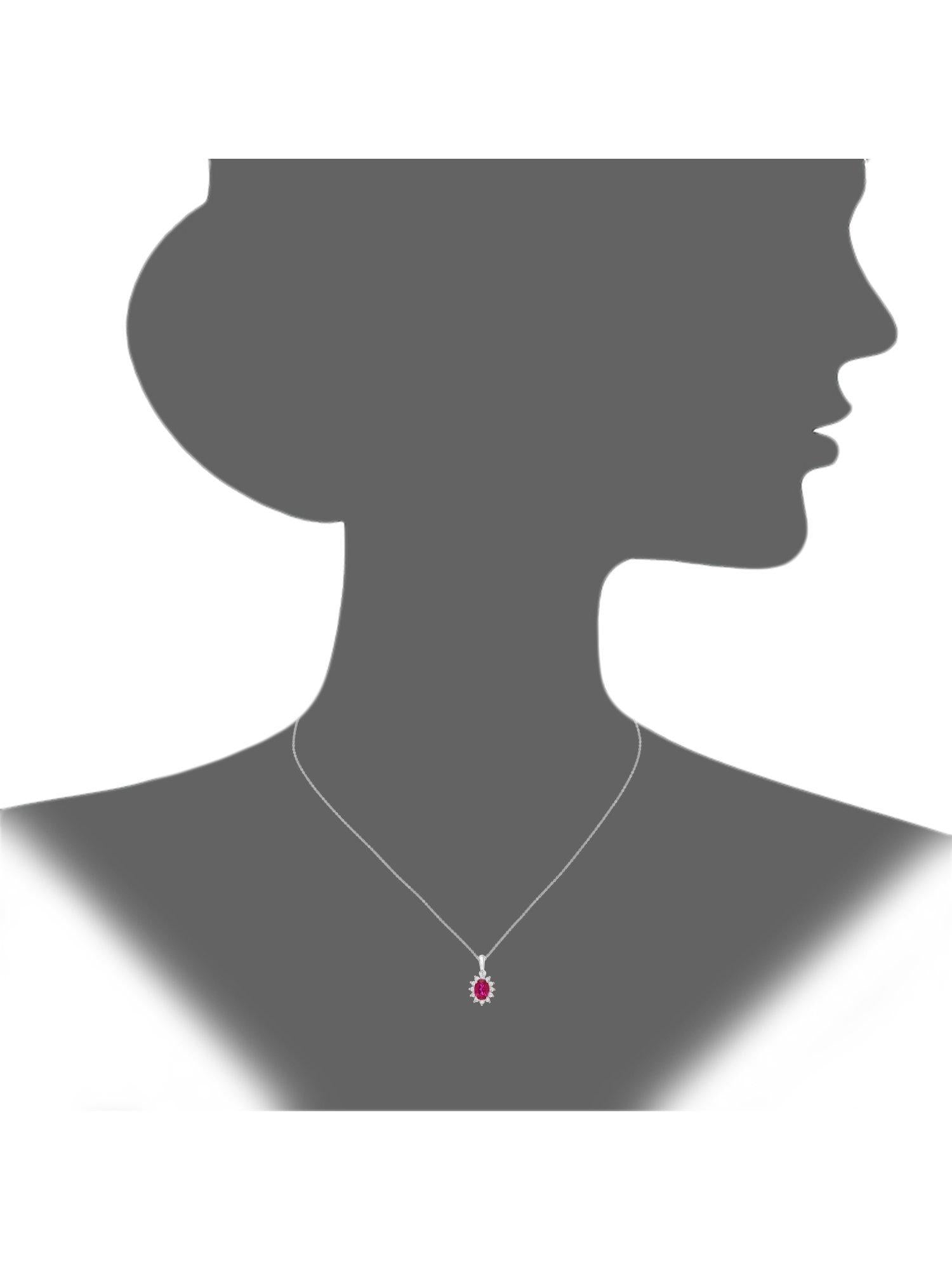 Mogul 9ct white gold ruby diamond pendant - British product