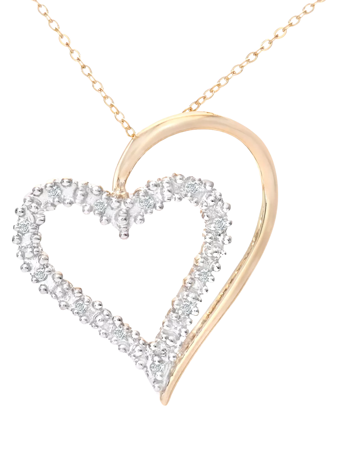Mogul 9ct yellow gold diamond heart pendant on chain - British product