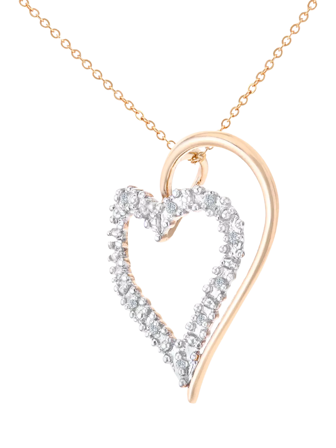 Mogul 9ct yellow gold diamond heart pendant on chain - British product