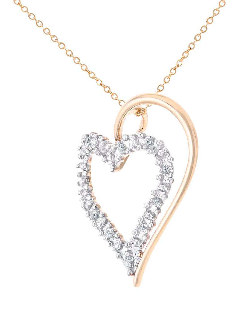 Mogul 9ct yellow gold diamond heart pendant on chain - British product
