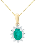 Mogul yellow gold oval emerald diamond pendant, imported from the UK