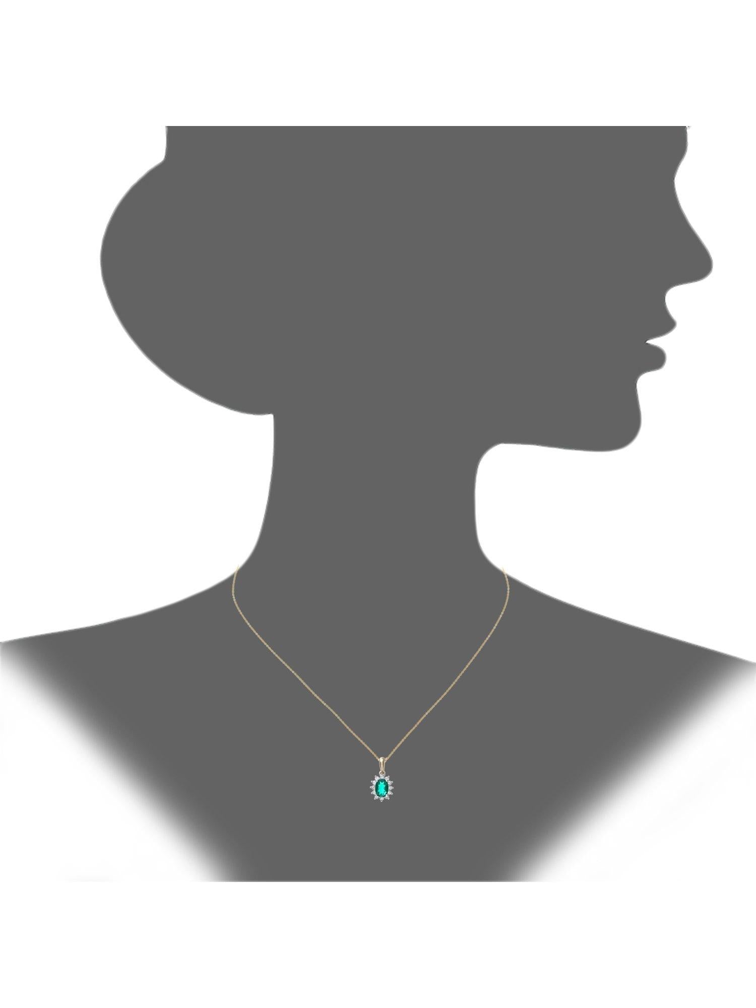 Mogul yellow gold oval emerald diamond pendant, imported from the UK