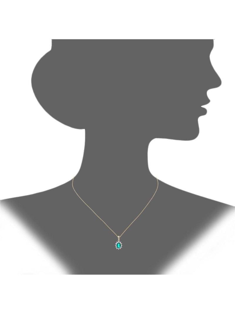 Mogul yellow gold oval emerald diamond pendant, imported from the UK